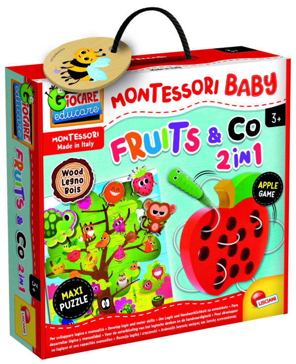 Montessori Wood maxi puzzle voće i vezica 2u1 - LISCIANI®